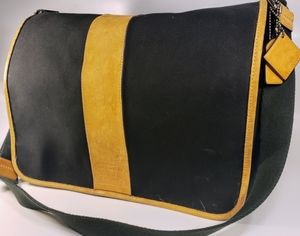 Coach unisex leather trim messenger bag/ laptop